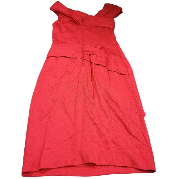 Tadashi Shoji Womens 8 Cocktail Dress Fuchsia‎ One Asemetrical Neckline Gathered - Picture 3 of 7